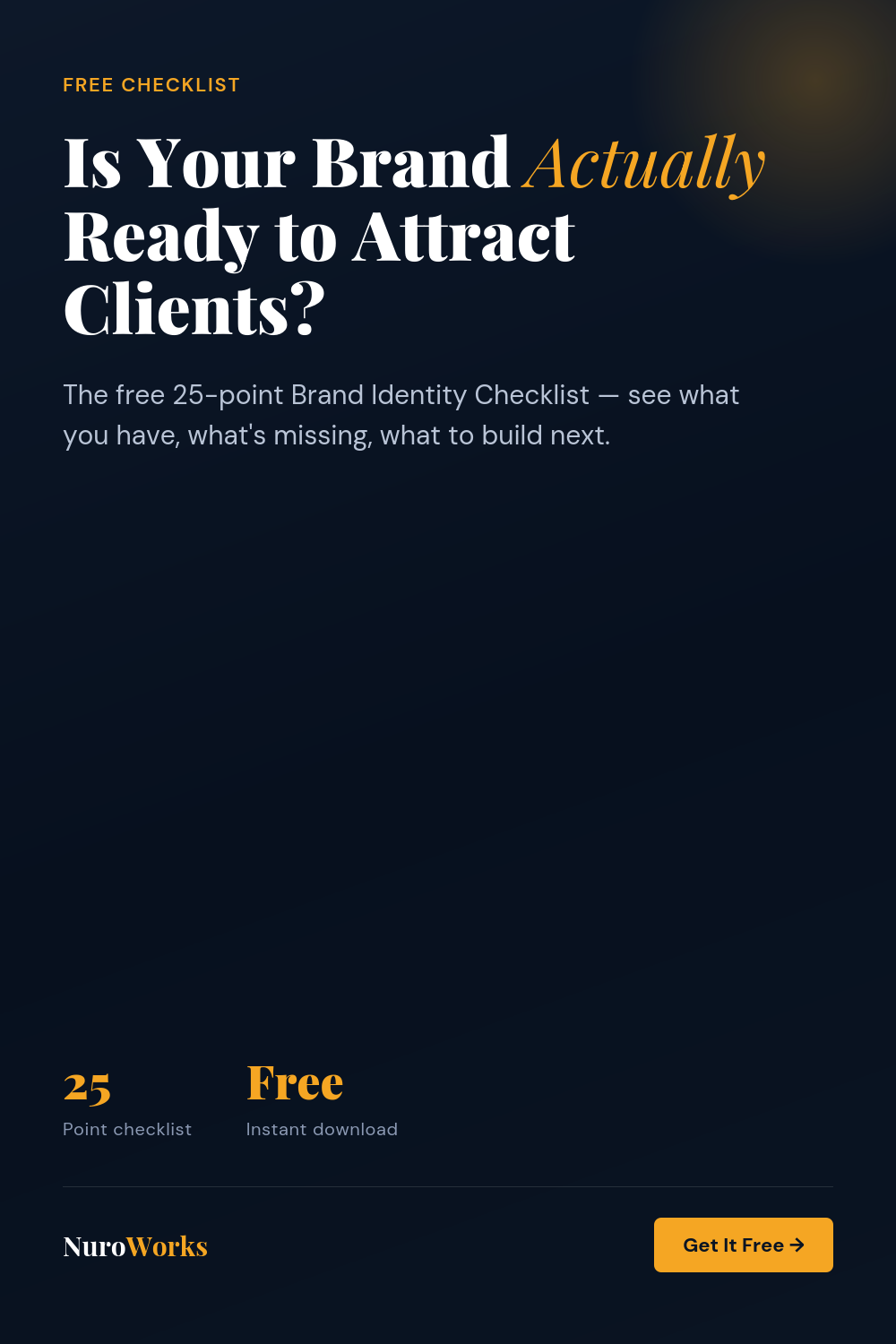 Free 25-point Brand Identity Checklist — see what you have, what's missing, and what to build next