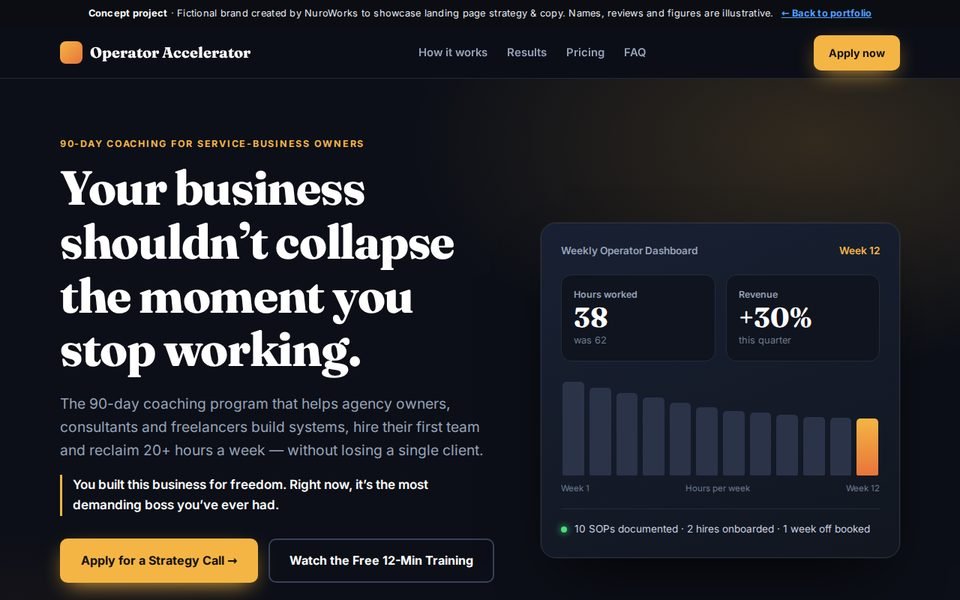 Screenshot of the Operator Accelerator landing page